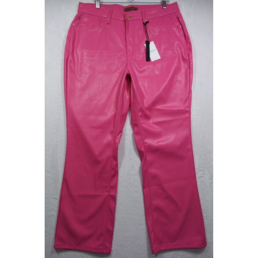 Judy Blue Pants Womens Size 18W Hot Pink High Rise Straight Leg Faux Leather NWT